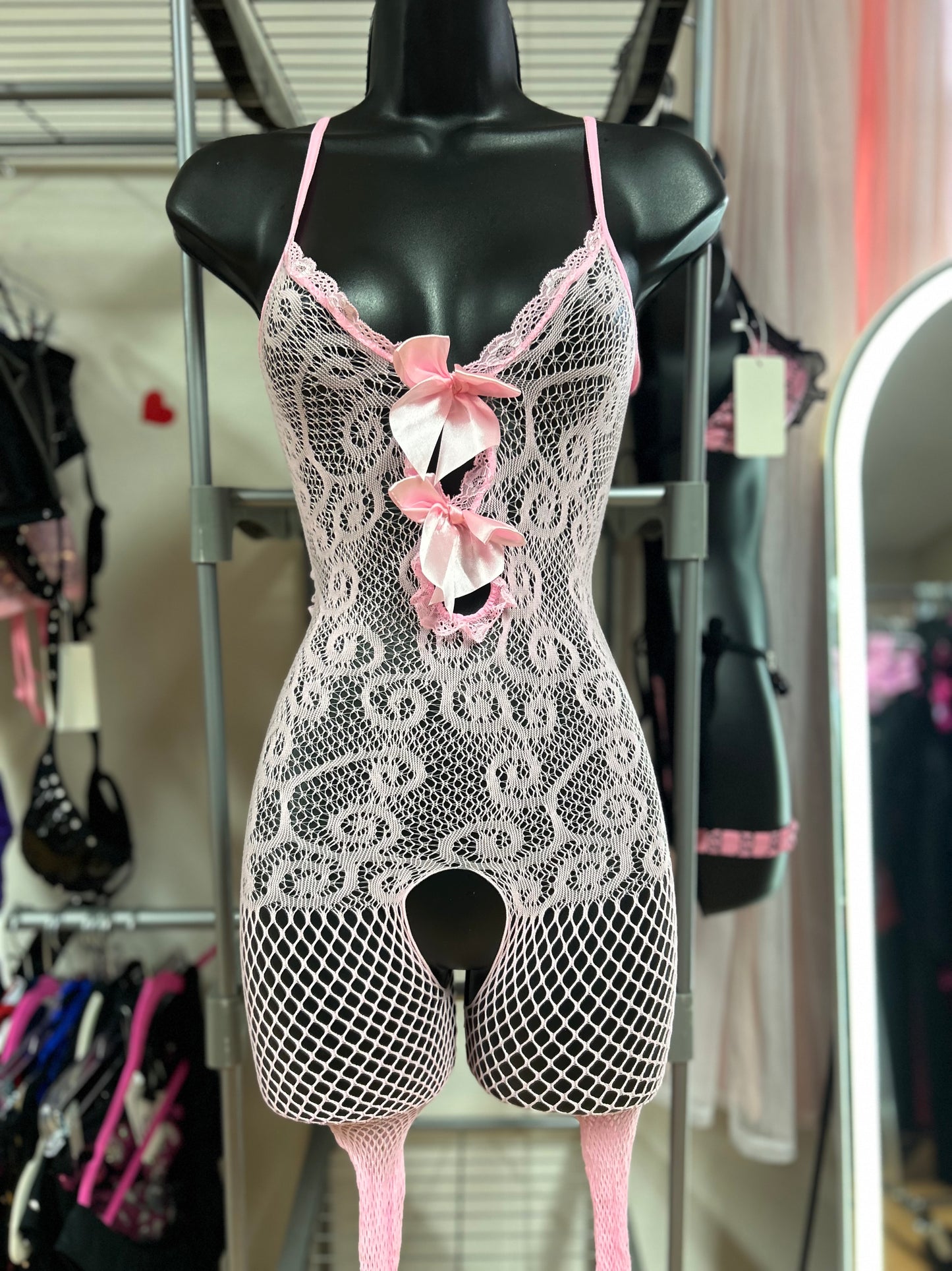 Pink bow lingerie piece