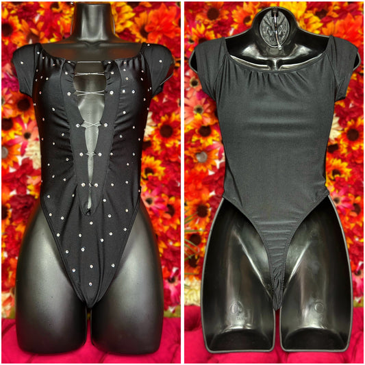 Black Bedazzled Bodysuit